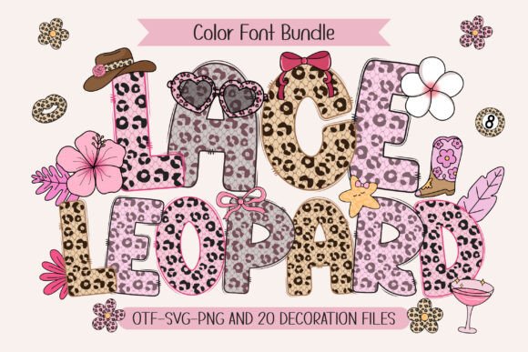 Lace Leopard Color Font for Digital Design