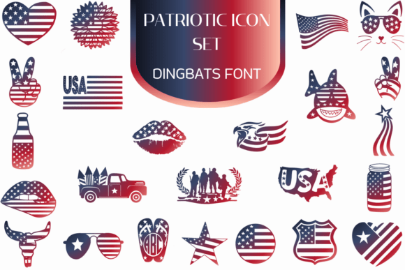 Patriotic Icon Set for Editorial Design